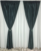 Set Francesca: perdea tip in verde cu draperie simpla verde din catifea blackout 90%