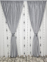 Set Romulus: perdea in cristal si draperie decorativa tip nisip gri deschis