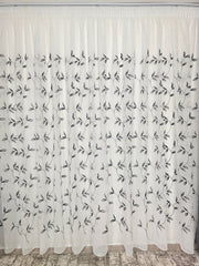 Perdea Deni alb cu negru material plin ca textura tip in