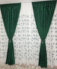 Perdea Esmeralda Alb cu Verde din Material Plin Tip In