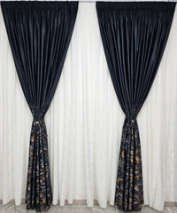 Draperie din Catifea Neagra cu Insertii Model Velvet - Ideala pentru Livinguri si Dormitoare in Nuante de Negru, Gri, Alb, Crem sau cu Accente Aurii - Confectionata pe Comanda