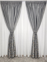 Colectia Velvet: perdea din matase cu insertii argintii si draperie din catifea cu insertii - Gri