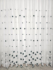 Perdea Kandia model buline alb cu verde smarald din material plin ca textura tip in