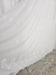 Perdea Ria alba din borangic cu broderie