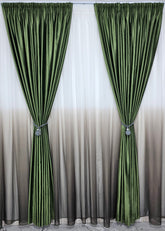 SuperPret*Set Fiona – Perdea din Voal Degrade Verde Kaki si Draperie Catifea Verde Olive – ideal pentru livinguri cu canapele crem, bej, cappuccino sau gri deschis si mobilier lemn natur sau alb – confectionat pe comanda