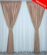 Set Izabela: perdea din voal alb si draperie din catifea crem roze