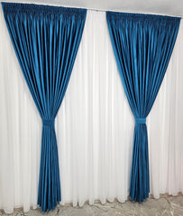 Draperie din Catifea Albastru Azur Blackout 90% – Draperie eleganta pentru living si dormitor in nuante alb, crem, gri si albastru, confectionata pe comanda