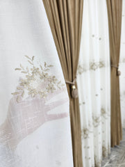 Perdea Amanda crem ivoire material plin ca textura tip in