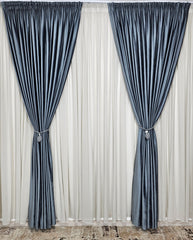Stoc limitat*Set Madalina : Perdea gri voal premium si Draperie Catifea gri inchis Blackout 90%