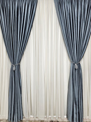 Stoc limitat*Set Madalina : Perdea gri voal premium si Draperie Catifea gri inchis Blackout 90%