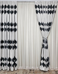 Set Pep: Perdea jorjet gri si Draperie blackout 80% cu doua fete gri cu negru