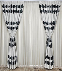 Set Pep: Perdea jorjet gri si Draperie blackout 80% cu doua fete gri cu negru