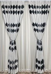 Set Pep: Perdea jorjet gri si Draperie blackout 80% cu doua fete gri cu negru