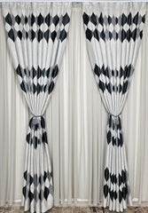 Set Pep: Perdea jorjet gri si Draperie blackout 80% cu doua fete gri cu negru