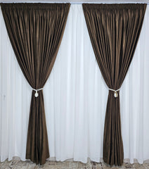 Set Niro – Perdea Crem din In Gros si Draperie Catifea Maro – ideal pentru livinguri cu canapele crem, cappuccino sau maro si mobilier lemn natur sau wenge – confectionat pe comanda
