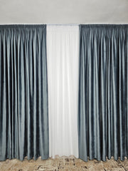 Draperie catifea gri inchis blackout 90%