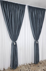 Draperie catifea gri inchis blackout 90%
