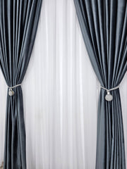 Draperie catifea gri inchis blackout 90%