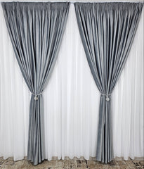 Set Panciu – Perdea Alba Simpla din Voal si Draperie Catifea Gri Deschis – ideal pentru livinguri in nuante de gri sau alb – confectionat pe comanda