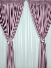 Set Montis – Perdea Alba Simpla din Voal si Draperie Catifea Roz Lila