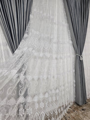 Perdea Evelina din tul cu broderie alba