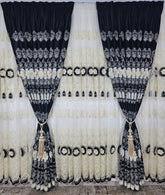 Set Victoria: perdea din tul cu broderie neagra 3D si draperie din catifea neagra 3D