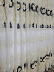 Perdea Victoria din tul cu broderie neagra 3D