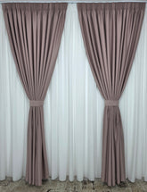 Set Azalea: perdea simpla ivoire din voal si draperie blackout 80% roz murdar
