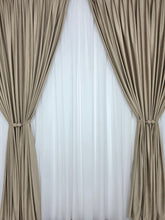 Set Latte:Perdea Simpla Albă Voal Ivoire și Draperie Catifea crem latte blackout 90%