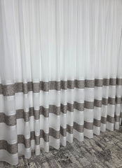 Perdea Rafaela in cristal cu benzi capucino, material plin ca textura, nesifonabila