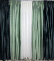 Draperie Catifea in doua culori: verde menta cu verde onix