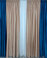 Draperie Catifea in doua culori: roz pal cu turcoaz