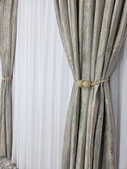 Draperie Milano catifea grej deschis cu insertii aurii