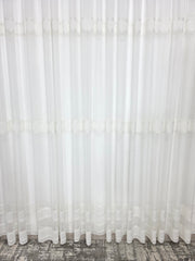 Perdea ivoire din material plin ca textura, bamboo cu broderie crem model Milo