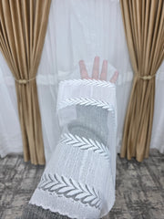 Perdea ivoire din material plin ca textura, bamboo cu broderie crem model Milo