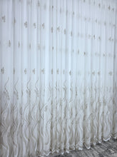 Perdea Soare bamboo ivoire cu broderie crem-bej