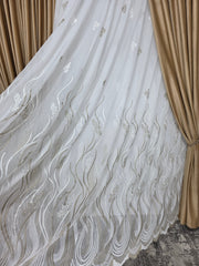 Perdea Soare bamboo ivoire cu broderie crem-bej