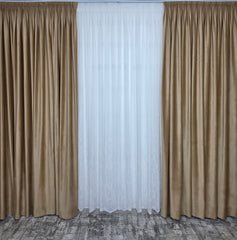 Perdea alba material plin ca textura, bamboo cu broderie alba model Soare