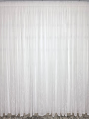 Perdea alba material plin ca textura, bamboo cu broderie alba model Soare