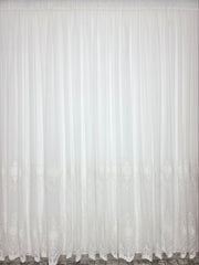 Perdea Lumina bamboo cu broderie crem