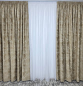 Draperie Santorini din Catifea crem auriu tip vopsea pensulata si insertii aurii