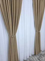 Colectia Amsterdam Varianta Crem Auriu – Perdea Voal Premium si Draperie Catifea Crem Auriu Tip Velura – Ideal pentru Livinguri Elegante cu Canapele Crem, Mobilier Bej, Cappuccino sau Lemn Natur si Accente Aurii – Confectionat pe Comanda