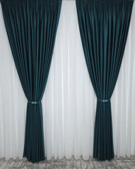 Draperie Amsterdam Catifea Verde Turcoaz Tip Velura – Ideala pentru Livinguri Moderne cu Canapele Crem, Mobilier Alb sau Lemn Natur si Accente Turcoaz – Confectionata pe Comanda