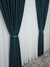 Colectia Amsterdam varianta verde turcoaz: perdea voal premium si catifea tip velura