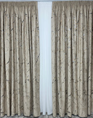 Draperie Amazon din catifea capucino cu insertii aurii