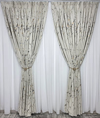 Draperie Amazon din catifea crem deschis cu insertii aurii