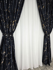 Draperie Amazon din catifea neagra cu insertii aurii