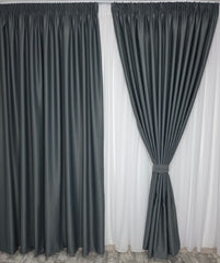 Set perdea Alba si Draperie Simpla Gri Blackout perfect pentru Living Modern Si Dormitor In Culori Albe,Crem Sau Gri