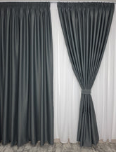 Draperie simpla gri inchis blackout Perfecta pentru livinguri si dormitoare moderne in culori gri,crem sau albe