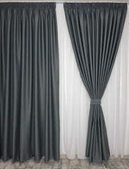 Draperie simpla gri inchis blackout 80% Ideala pentru Living Modern Si Dormitor In Culori Albe,Crem Sau Gri